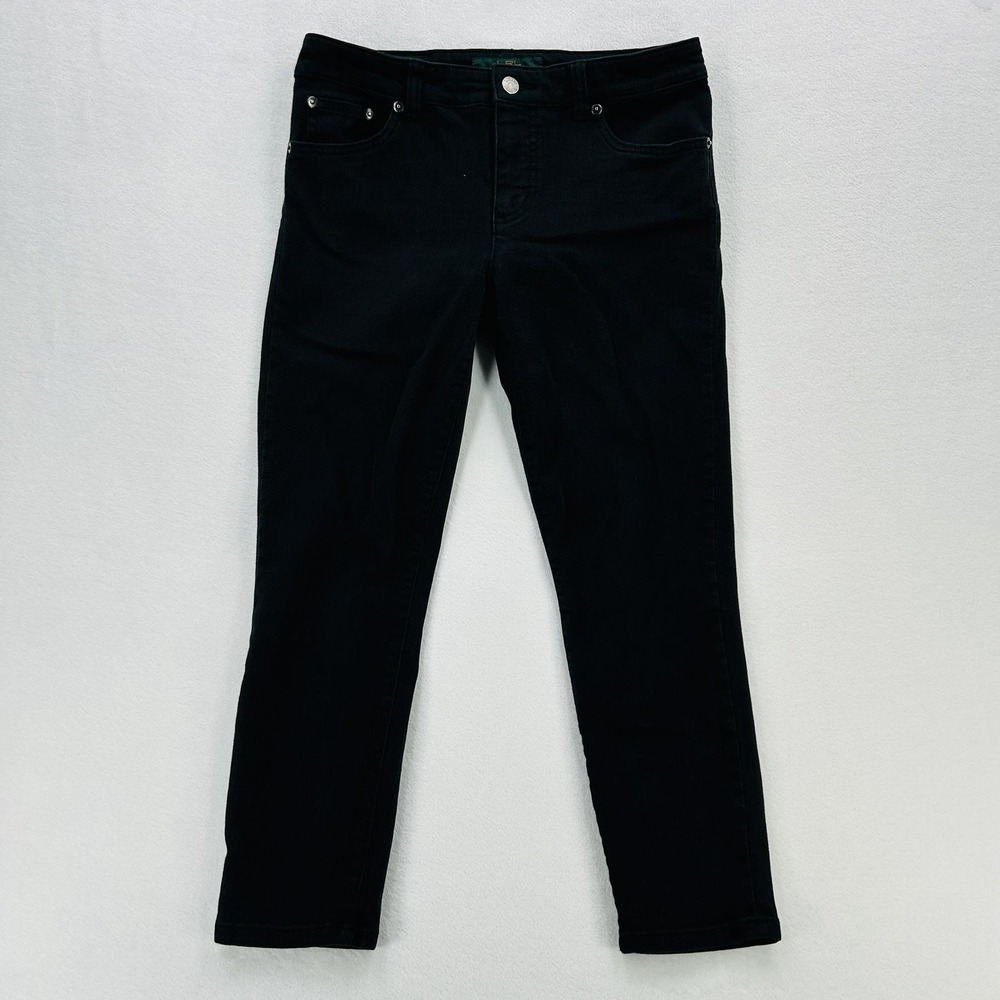 Ralph Lauren Jeans Womens 4 Black Classic Straight Cropped Stretch Denim Pants